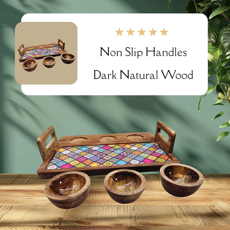 Thumbnail: Epichunt™ Mango Wood Serving Platter with Gold Engraving | Serving Platter