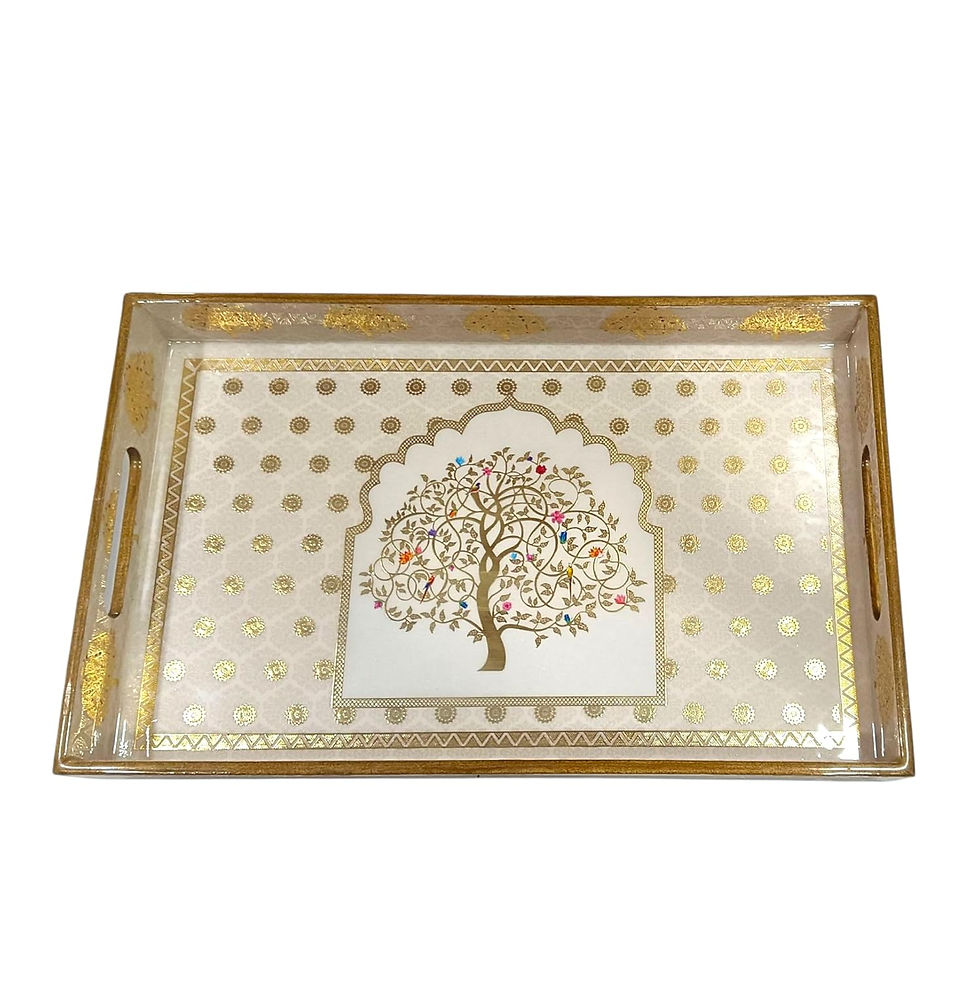 Thumbnail: Epichunt™ Wooden Serving Tray with Gold Engraving| Set of 1