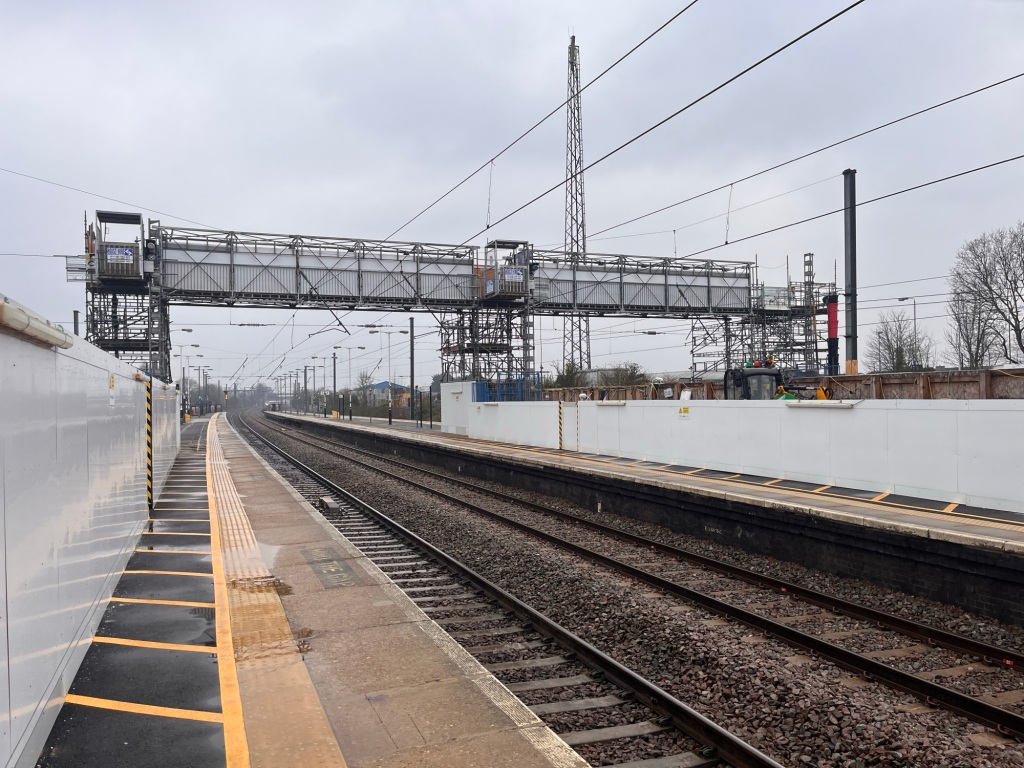 Step-free improvement work finally underway at Biggleswade station – photo taken March 2025