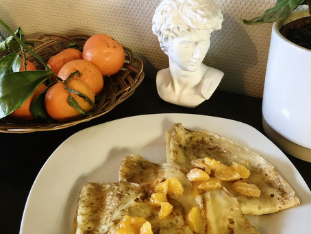 Crêpes aux mandarines et au pamplemousse