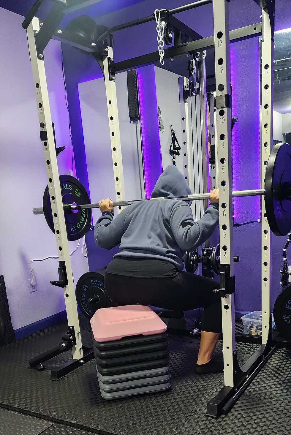 Squatting in a power rack