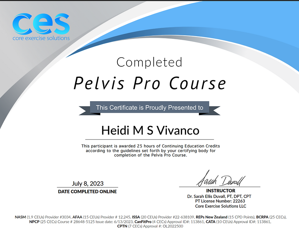 CES Pelvis pro course certification certificate