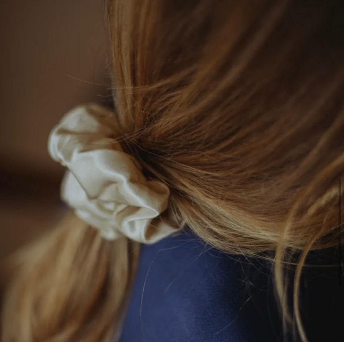 Chouchou en soie champagne