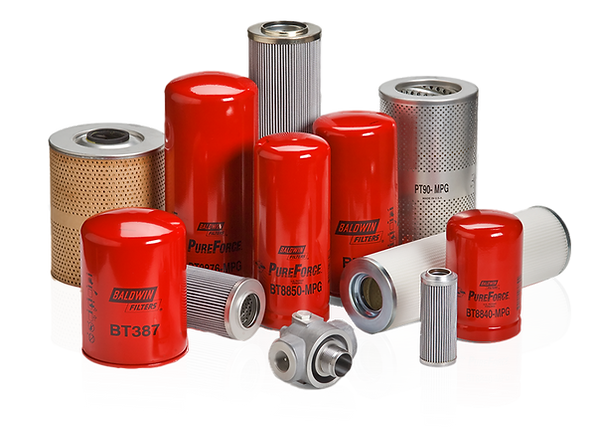 Comprehensive range of Baldwin lube, air, fuel, and hydraulic filters for industrial use.