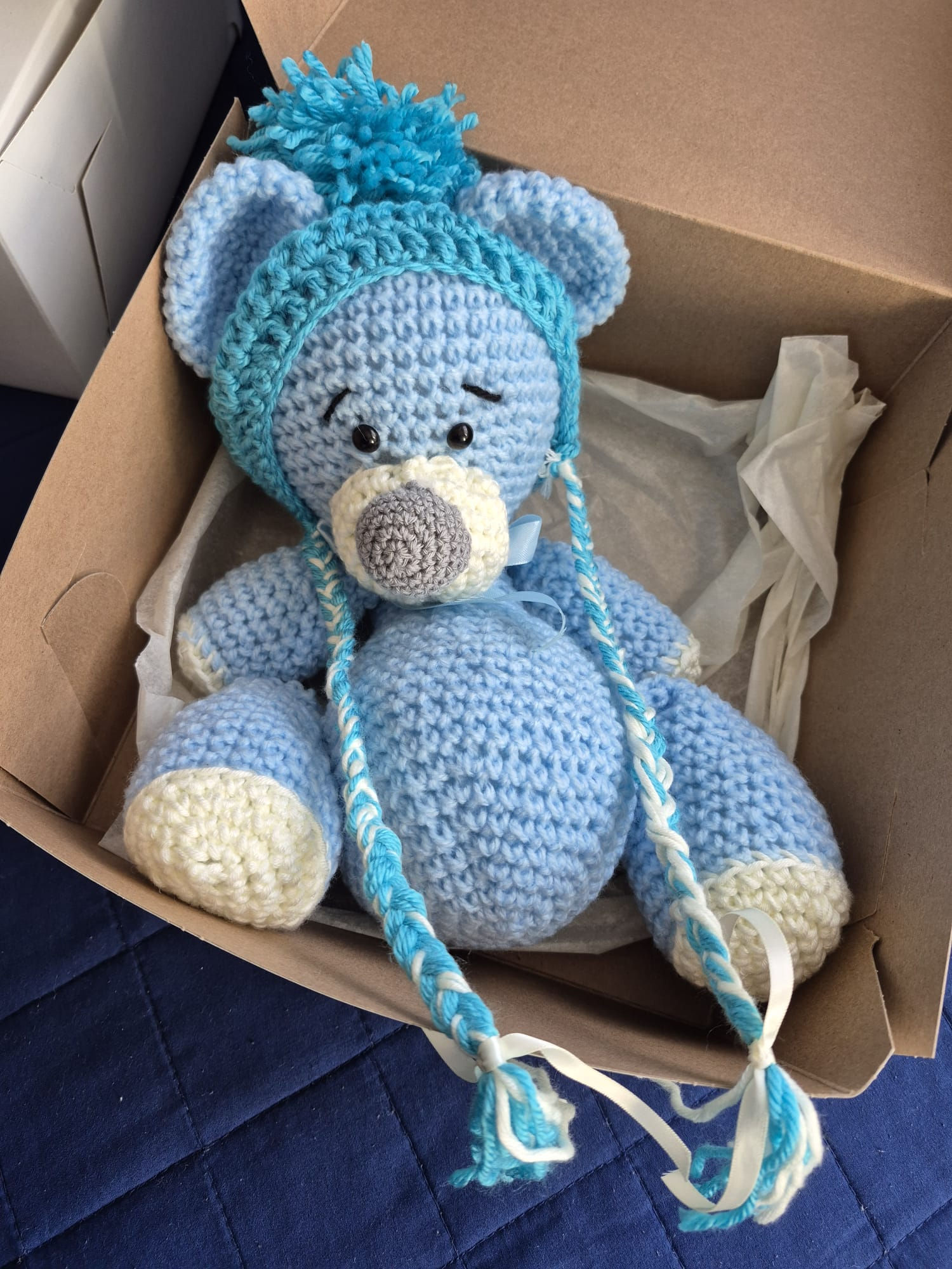 ourson décoratif bleu ciel