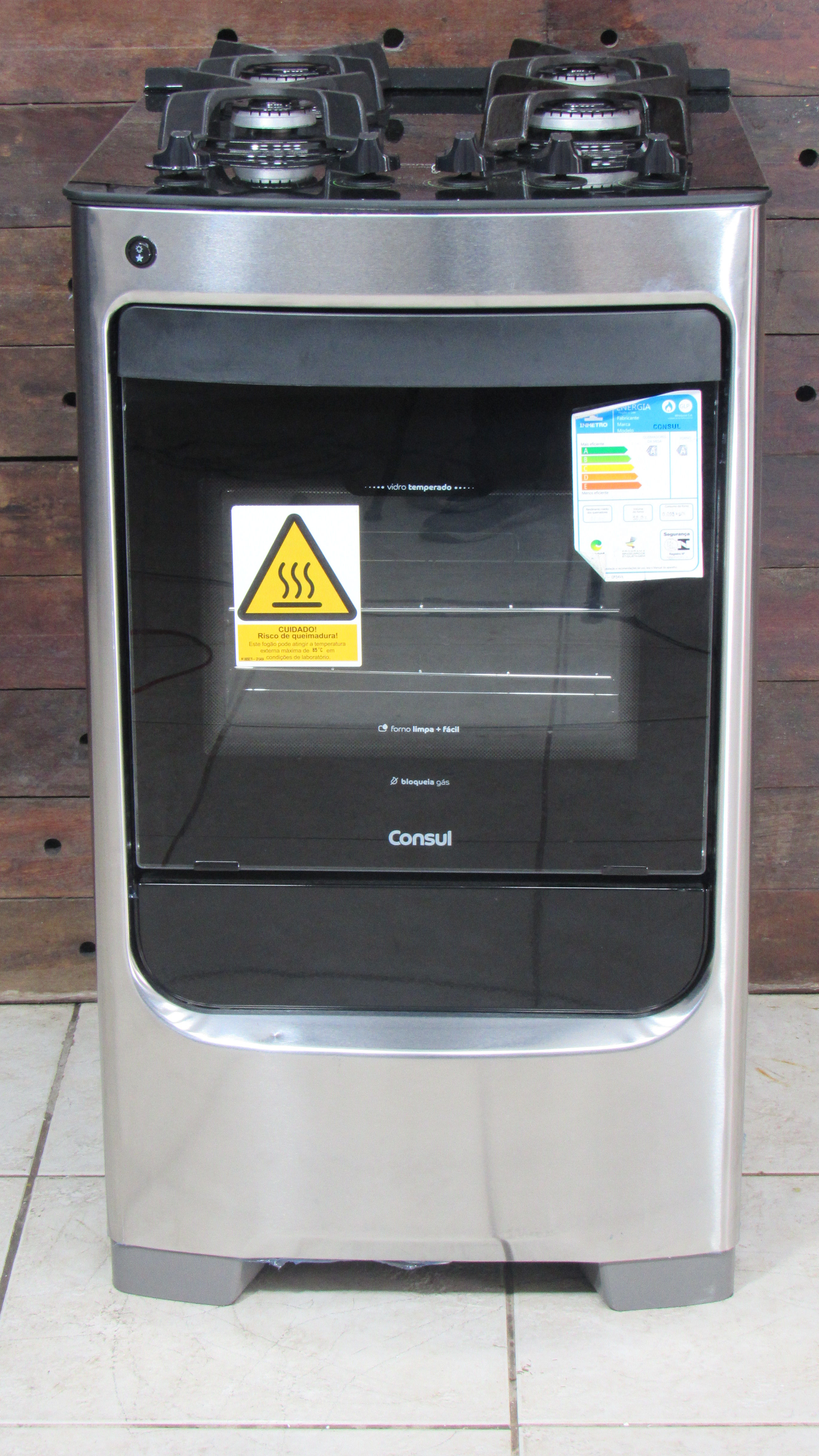 Fogão de Piso Consul CFO4VAR 4 Bocas Acabamento Inox Acendimento Automático