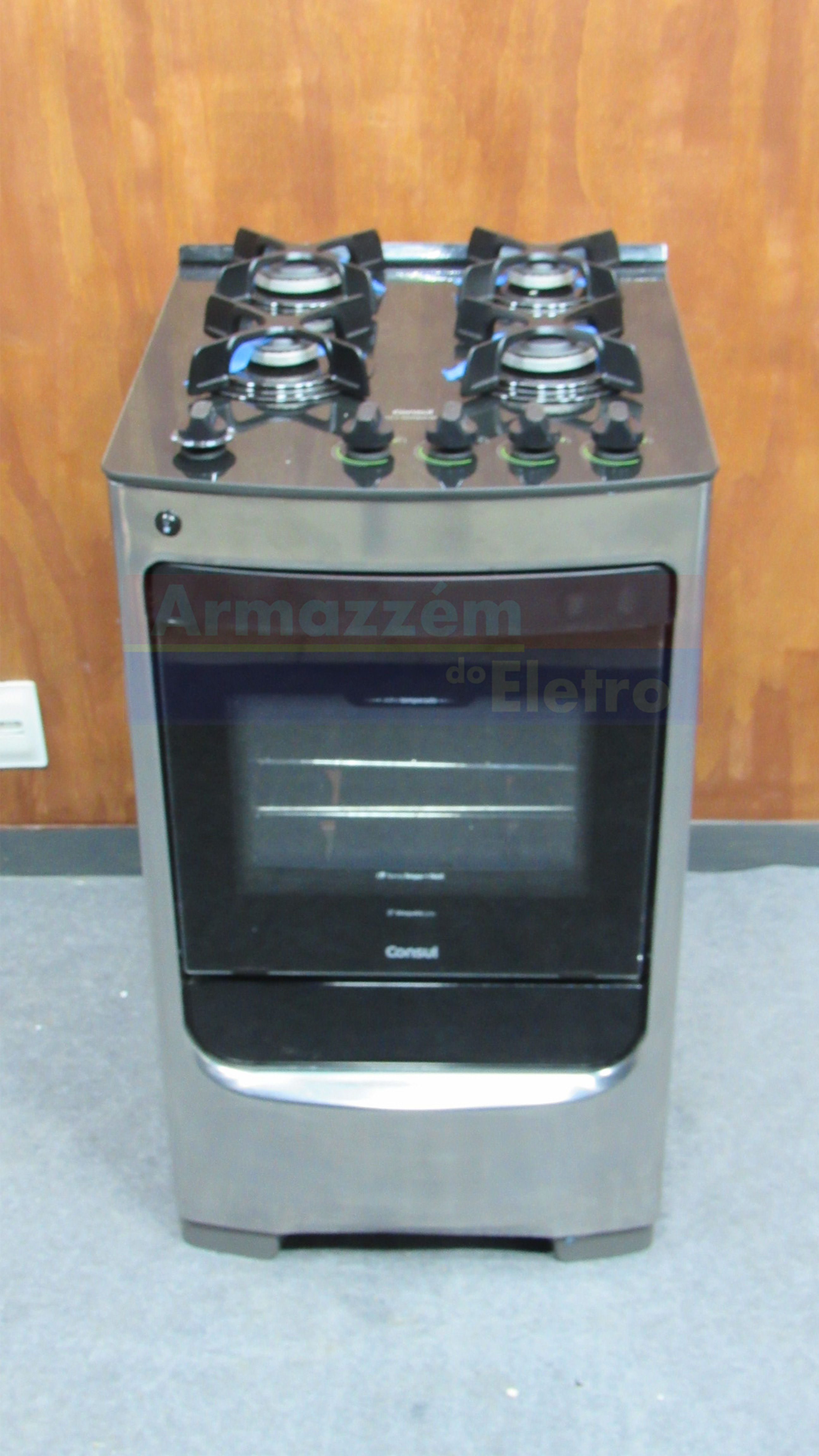 Fogão de Piso Consul CFO4VAR 4 Bocas Acabamento Inox Acendimento Automático