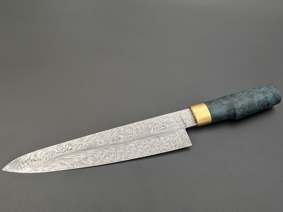 Handgeschmiedetes Damastmesser Federdamast Lorenz Schnell