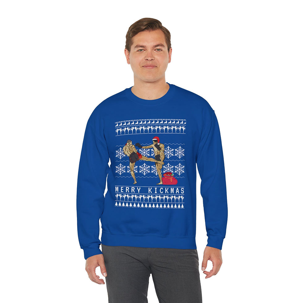 Thumbnail: Crewneck Sweatshirt - Christmas Muay Thai Merry Kick-mas Design