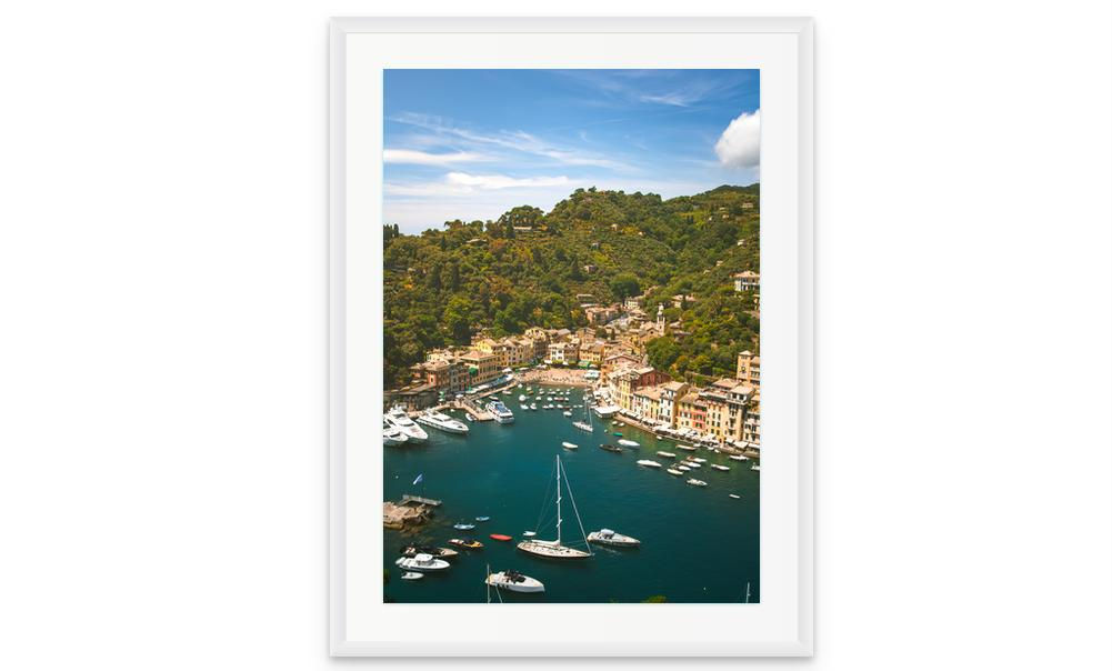 Mediterranean coastal wall art featuring Portofino village