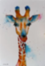 Portrait animalier aquarelle Dame Girafle