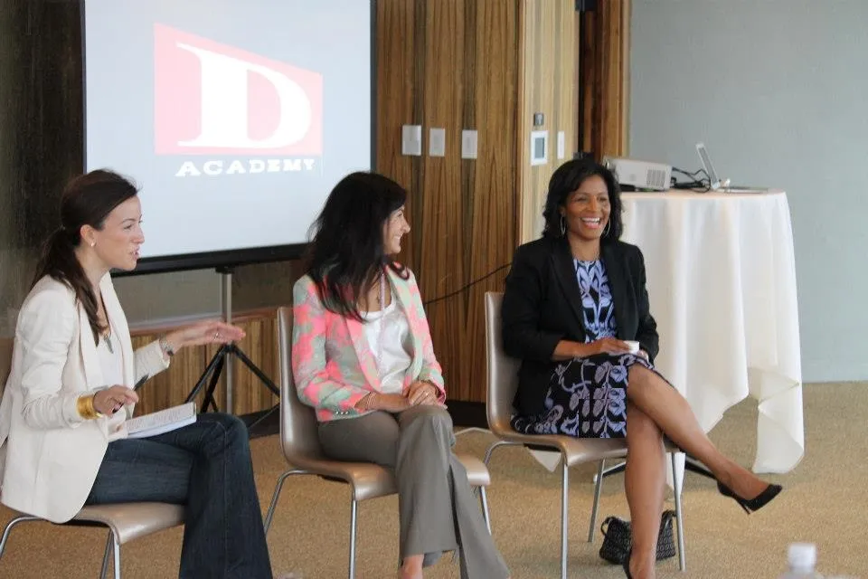 Noelle LeVeaux speaking on a panel at D Academy