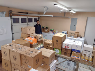 Room full of boxes of food