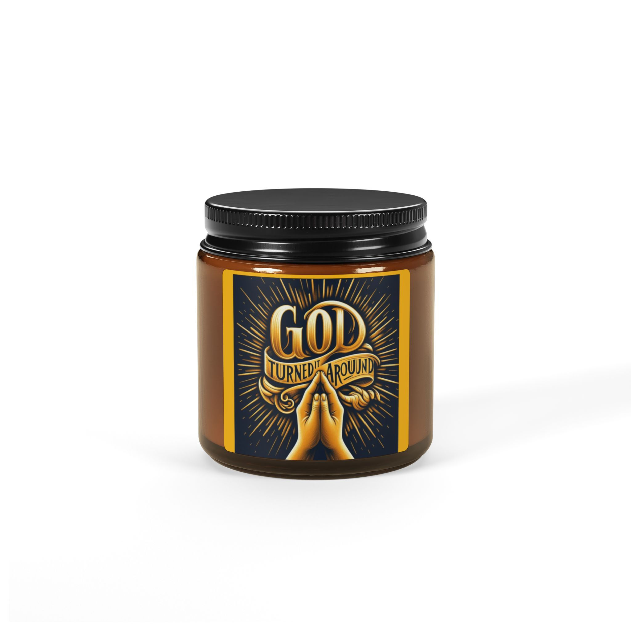 God Turned It Around Scented Soy Candle (Multi-Size, Amber Jar)