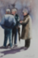 The Old Guys- watercolour-38 x 19 cms