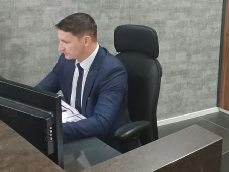 A photo of a corporate security guard working