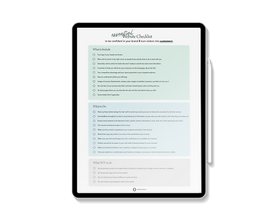 An ipad showing the essential website checklist for Starts with B