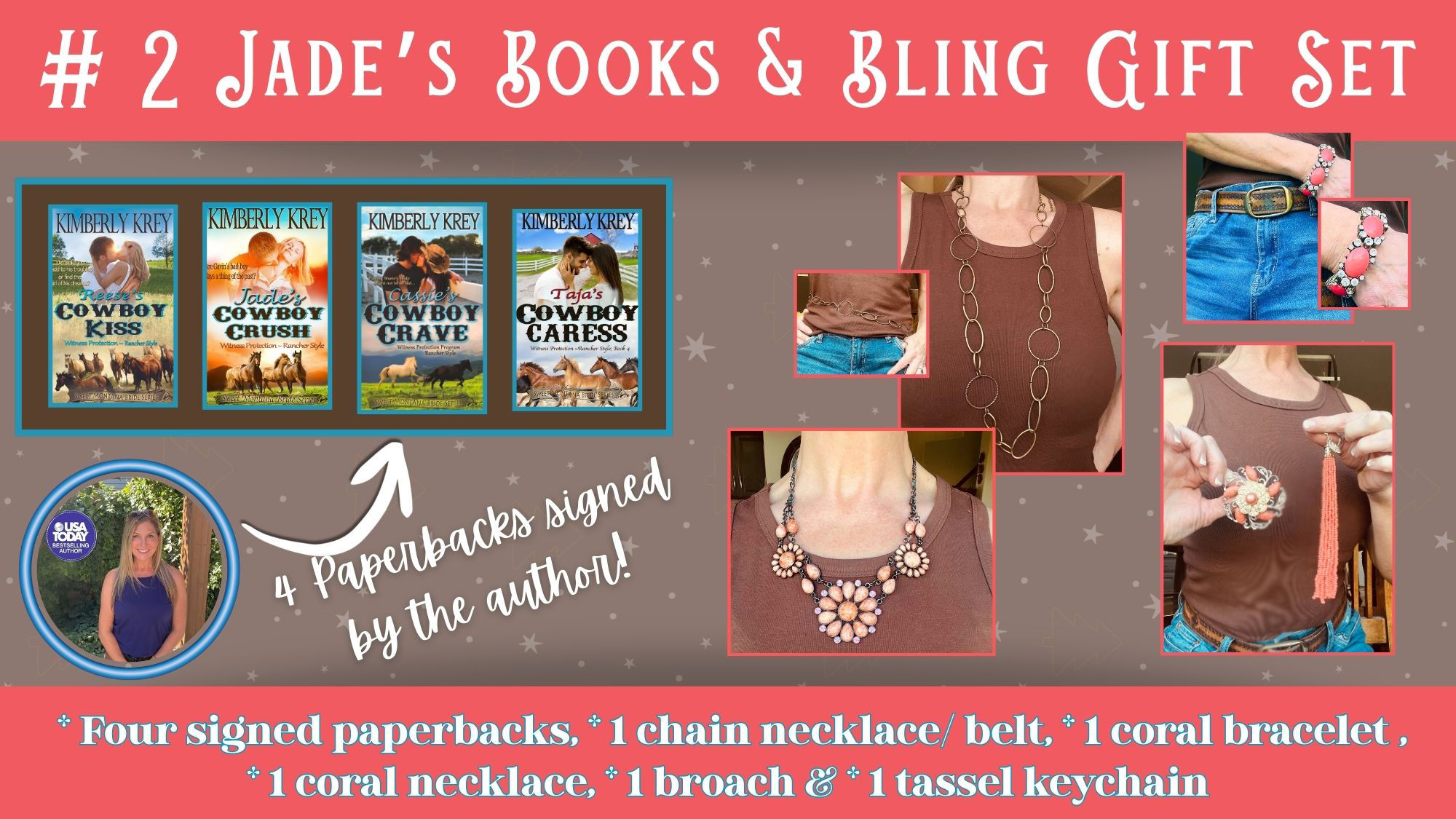 Western Bling & Book Bundle #2 Jade's: – 4 Signed Books + Jewelry Gift Pkg