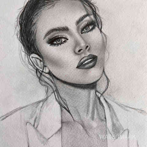 <img src="woman-pencil-drawing.jpg" alt="pencil drawing portrait of woman face and profile">