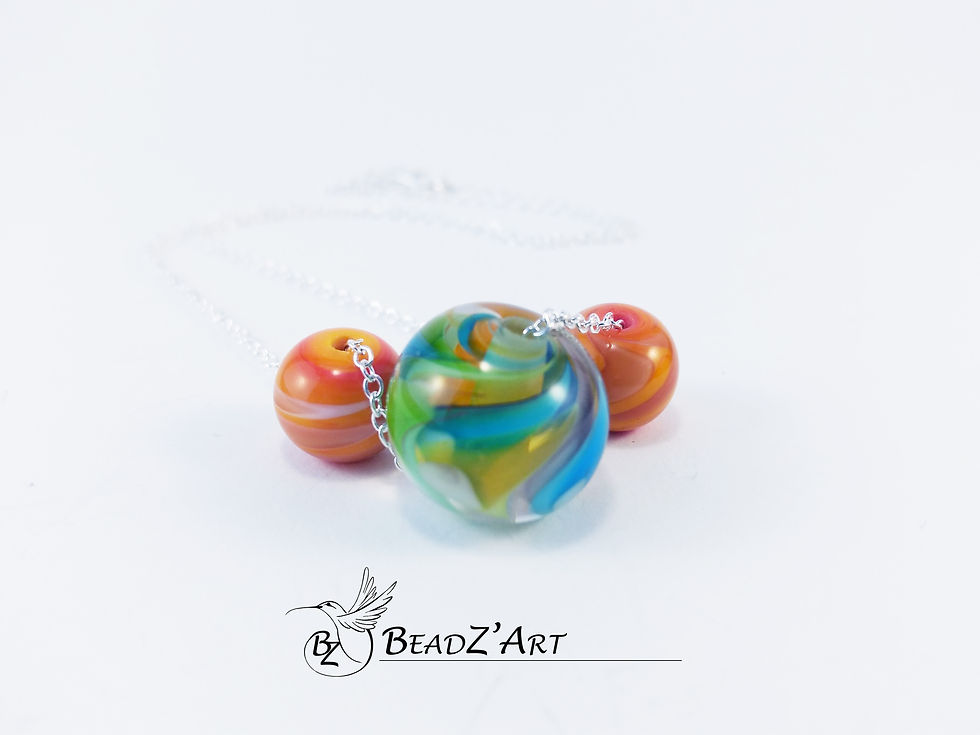 Miniature : Collection - Rainbow / Arc en ciel, Trio avec perles oranges