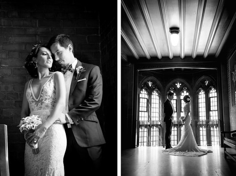 Top wedding photographers Toronto Little Blue Lemon captures classic portraits of a bride and groom at the historic UofT