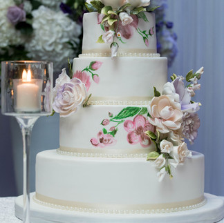 hand painted 5 tier wedding cake
