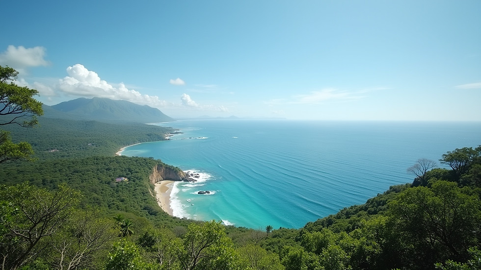Vista panorámica de la costa de Guanacaste con aguas cristalinas