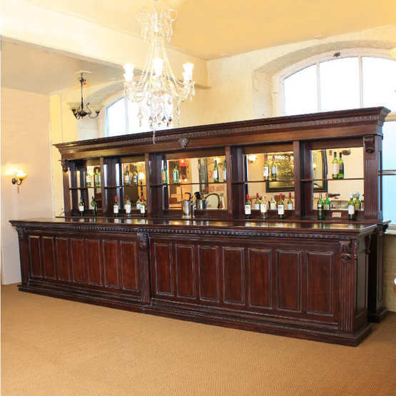 Home Bar, Pub Bar and Back Bar Counter 5.2m Period Mahogany