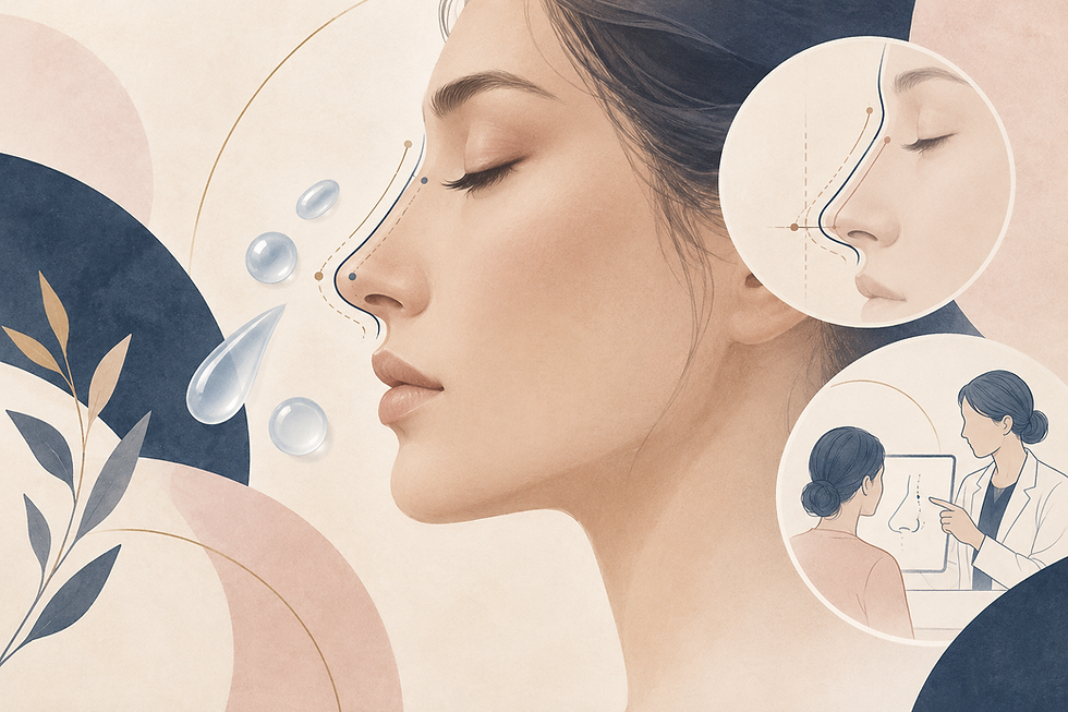 Editorial illustration of nose contour planning and an aesthetics consultation