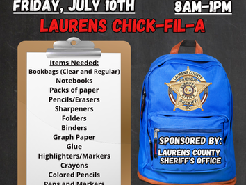 Fill the Cruiser School Supply Collection Drive- July 10th