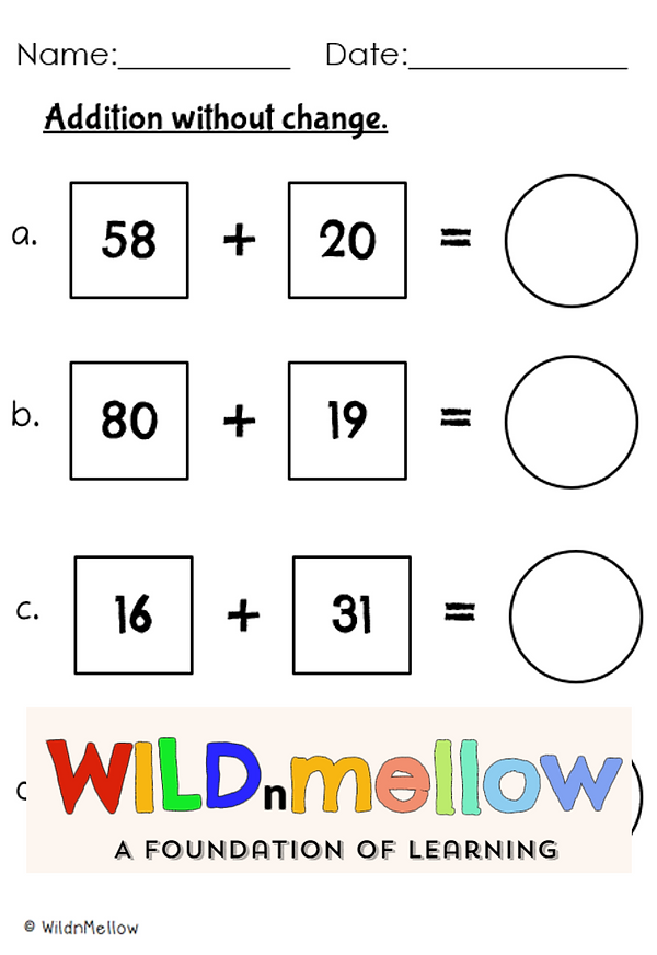 Addition without change, 2 digits