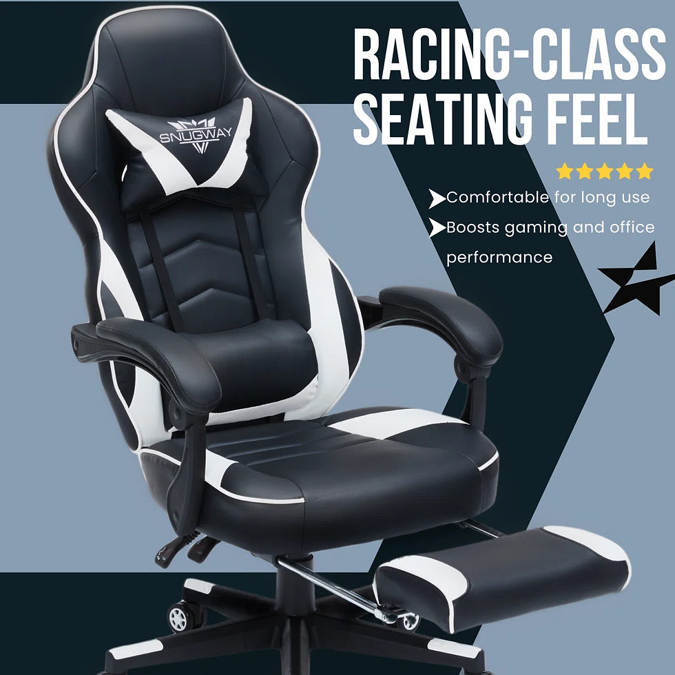 Thumbnail: JC Home recline chair with footrest white/black