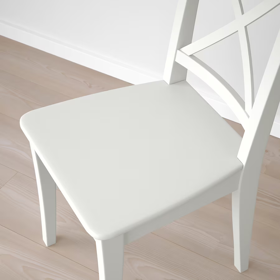 Thumbnail: IKEA Danderyd oak veneer top with white legs 70 7/8in table and x6 Ingolf chairs