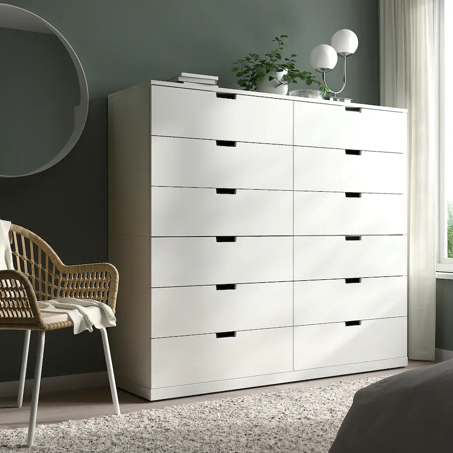 Thumbnail: IKEA Nordli 12 drawer white chest 63w x 57h