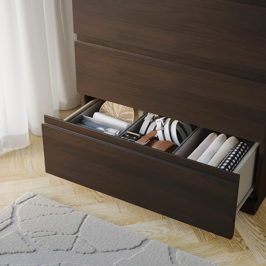 Thumbnail: IKEA Storklinta 6 drawer dark brown oak effect tallboy dresser