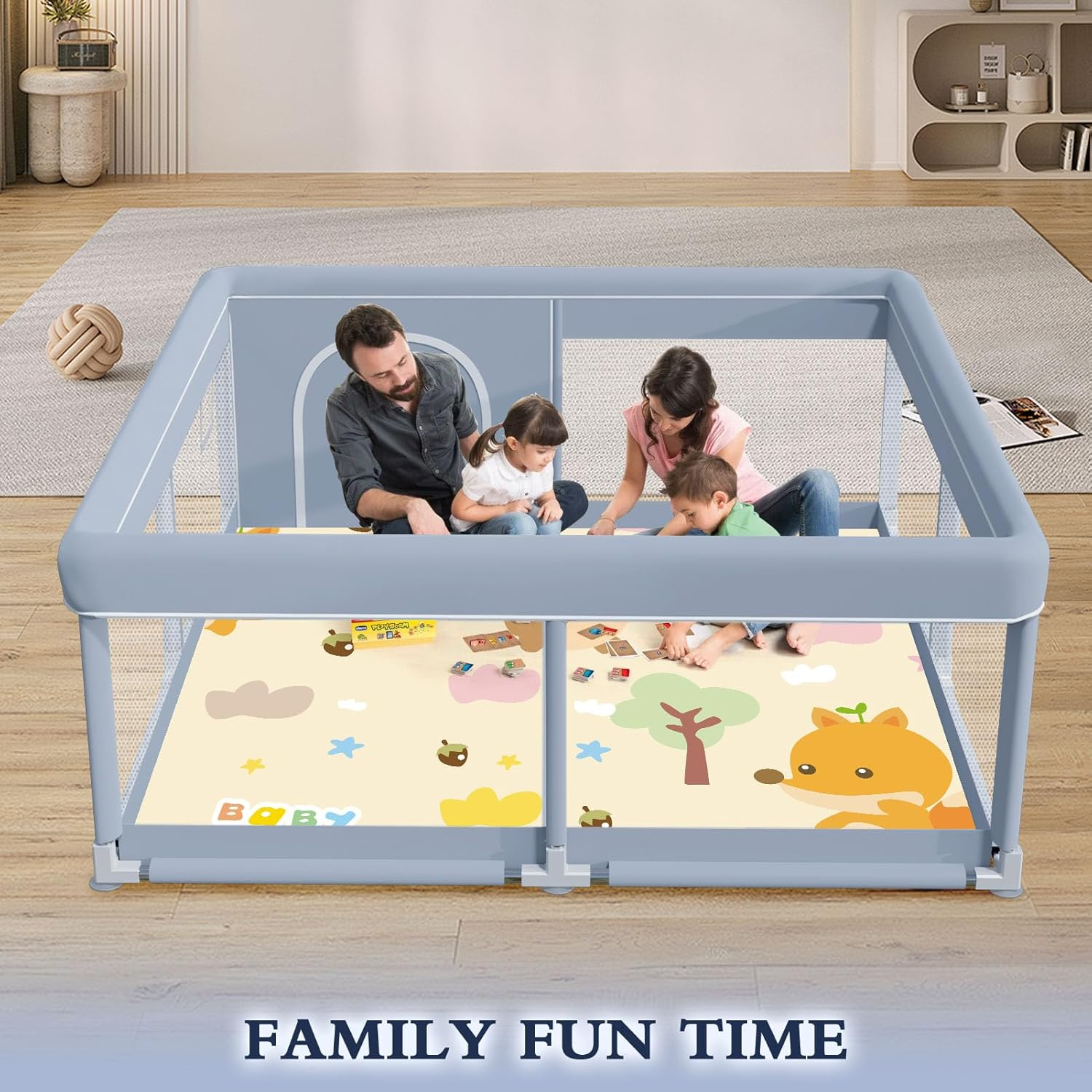 XVISHX playpen 50in x 50in with mat