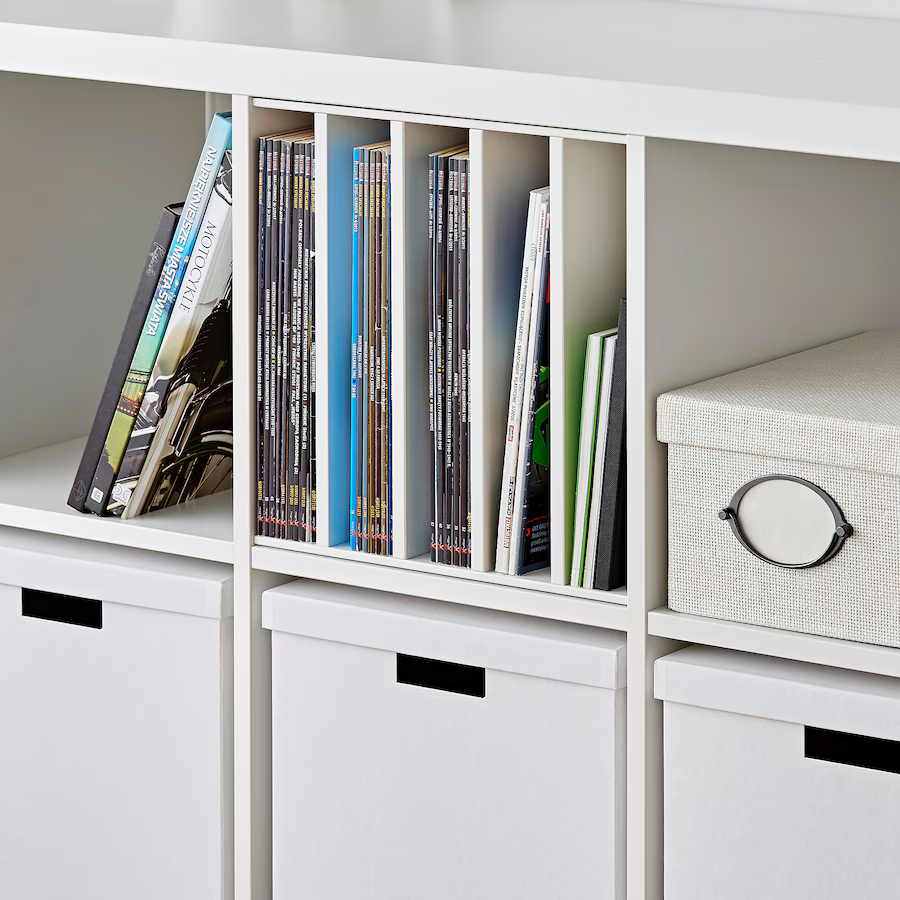 Thumbnail: IKEA Kallax insert with 4 shelves in white 13in x 13in