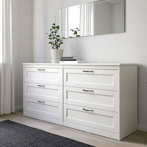 Thumbnail: IKEA Songesand 6 drawer white dresser 63in wide
