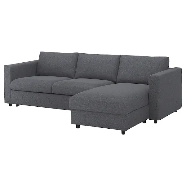 IKEA Finnala Sleeper sofa, with chaise in Gunnared medium grey