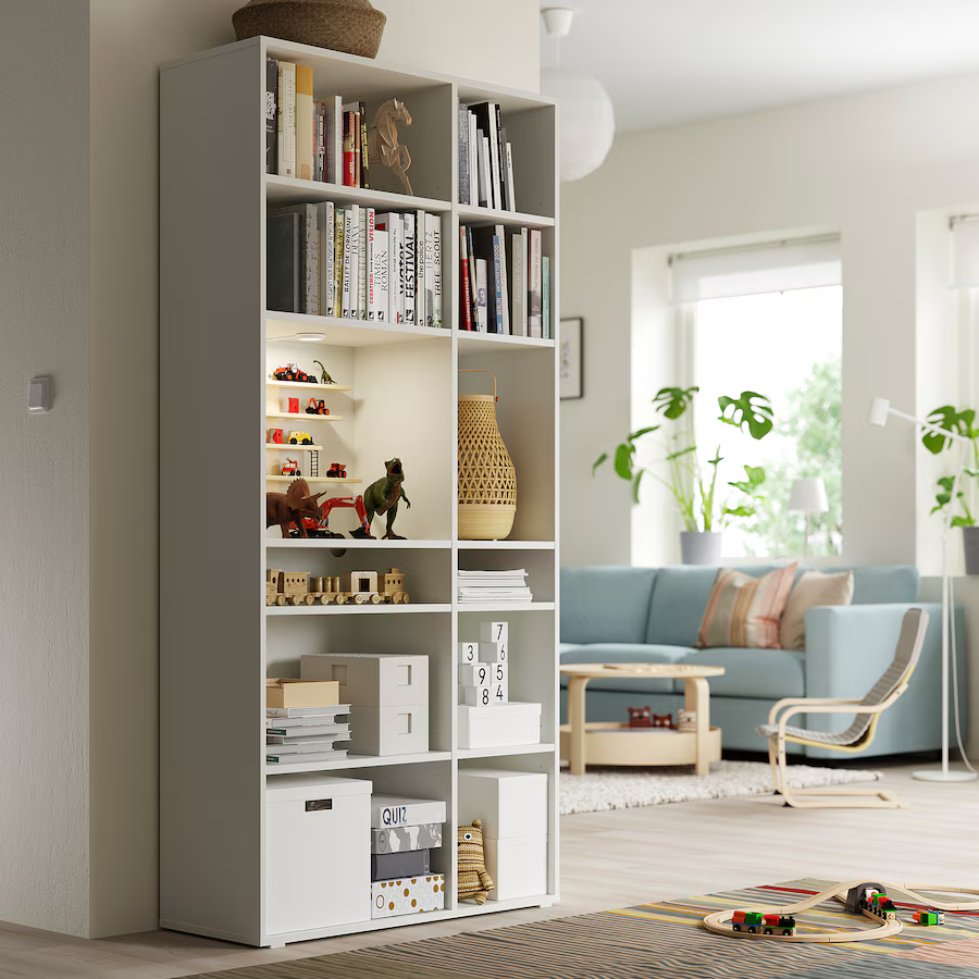 Thumbnail: IKEA Vihals white shelf unit with 10 shelves