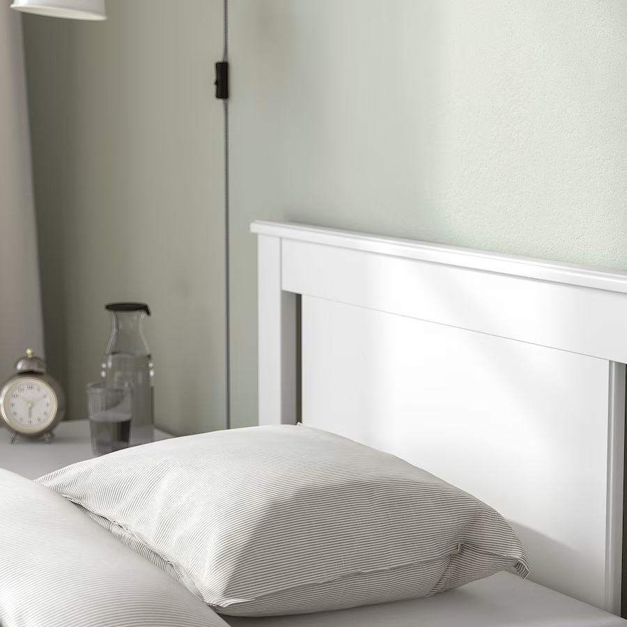 Thumbnail: IKEA Songesand white twin bed frame with Luroy bed slats