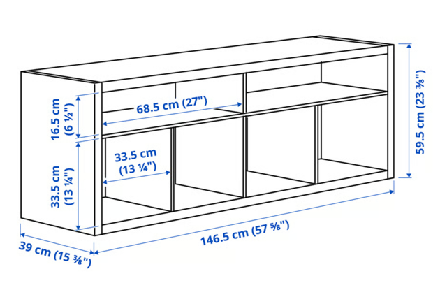 Thumbnail: IKEA Kallax black-brown TV bench with underframe 57x15x30