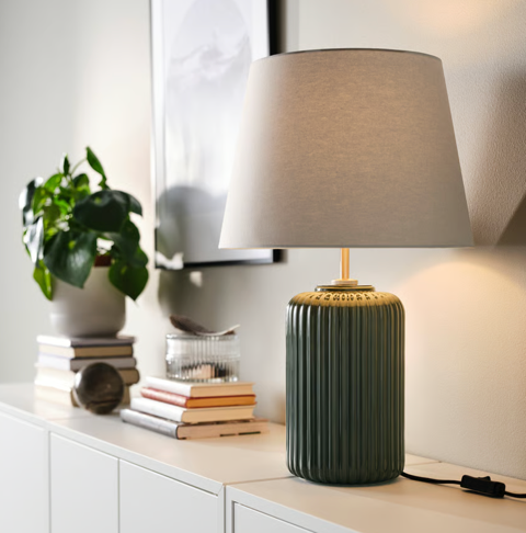 Thumbnail: IKEA Snobyar table lamp gray-turquoise ceramic