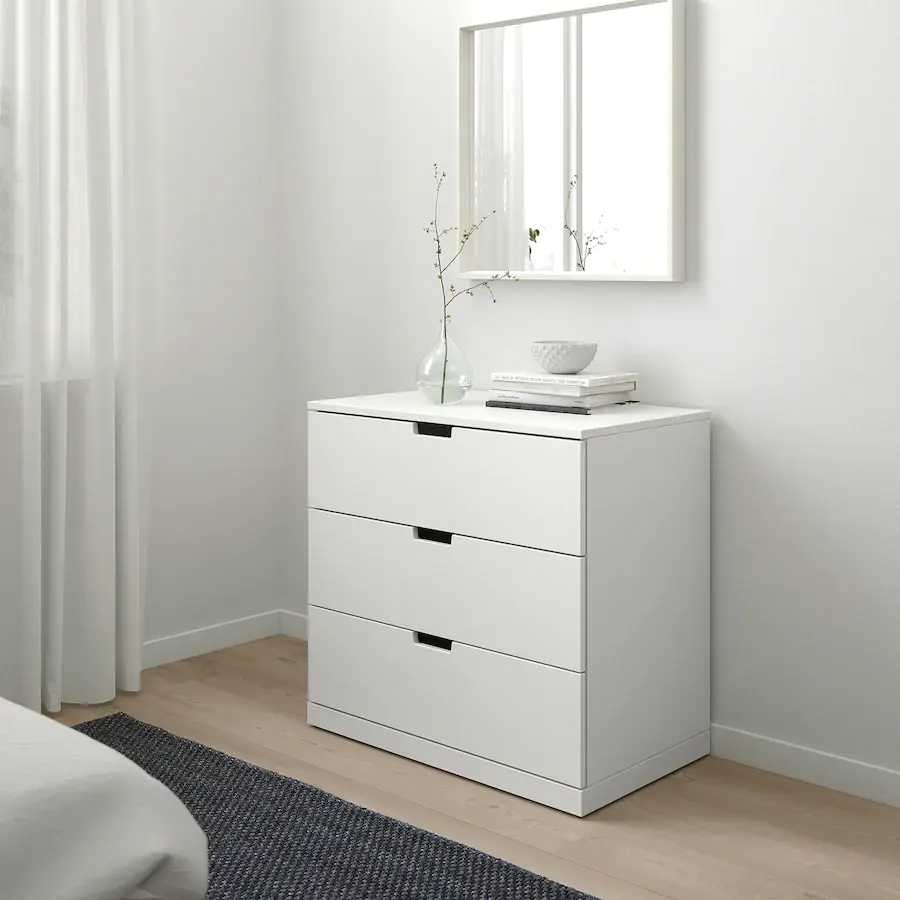 Thumbnail: IKEA Nordli 3 drawer chest white 31in wide