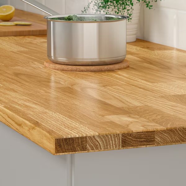 Thumbnail: IKEA Vrena oak veneer countertop 98in x 25 5/8in x 1 1/8in