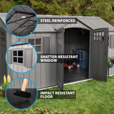 Thumbnail: Lifetime 60318 double entry 15ft wide x 8ft deep storage shed