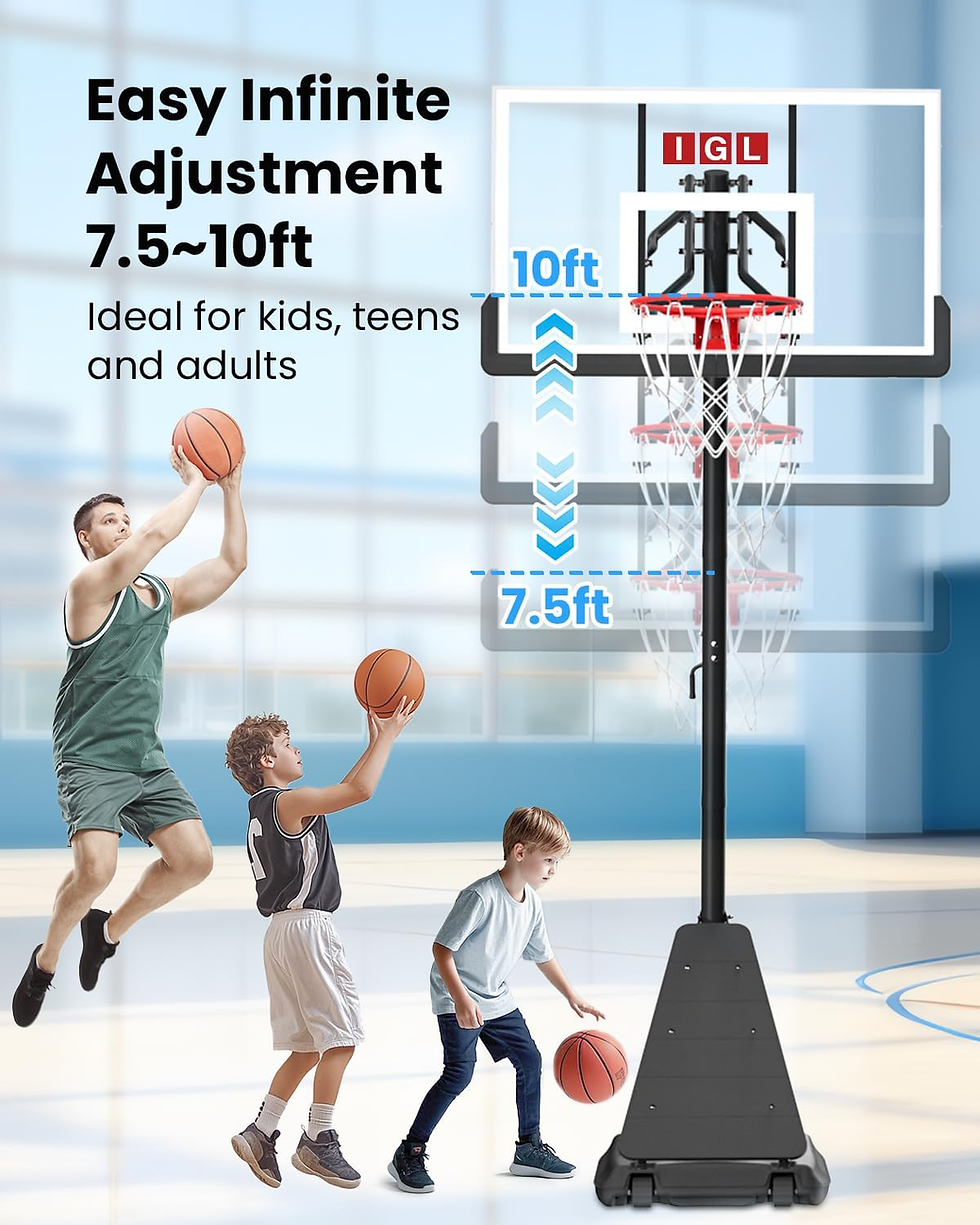 Thumbnail: IGL Basketball Hoop with 52in shatterproof white backboard