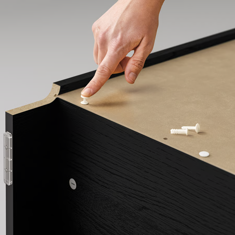 Thumbnail: IKEA Billy 31x79 with Oxberg panel and glass doors black oak effect