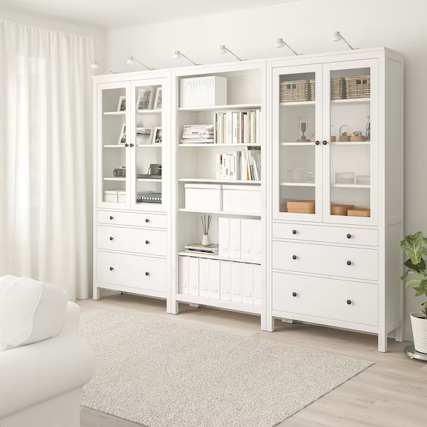 Thumbnail: IKEA Hemnes white storage with doors and drawers 106 x 77