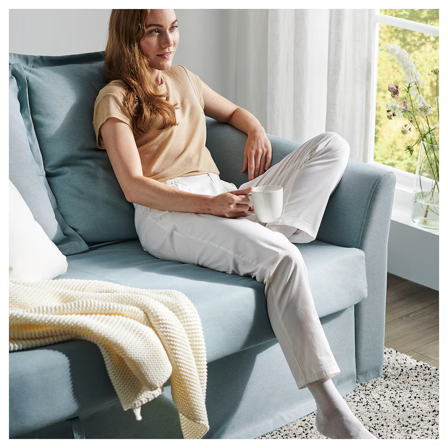 Thumbnail: IKEA Holmsund Sleeper sofa in Orrsta light blue